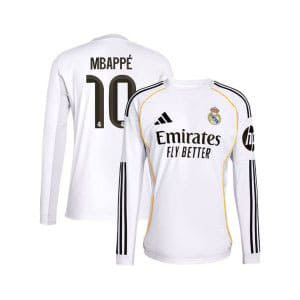Maillot Manches Longues Real Madrid Domicile 2025/26 (Mbappe 10)
