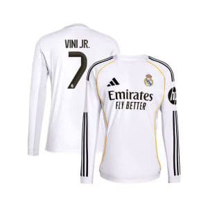 Maillot officiel Manches Longues Real Madrid Domicile 2025/26 (Vini Jr. 7)