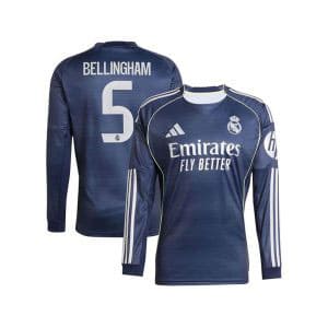 Maillot officiel Manches Longues Real Madrid Extérieur 2025/26 (Bellingham 5)