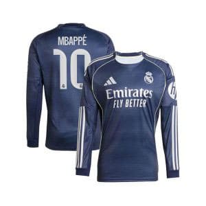 Maillot officiel Manches Longues Real Madrid Extérieur 2025/26 (Mbappe 10)