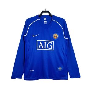 Maillot Rétro Manchester United Gardien Manches Longues 2007/2008 Bleu